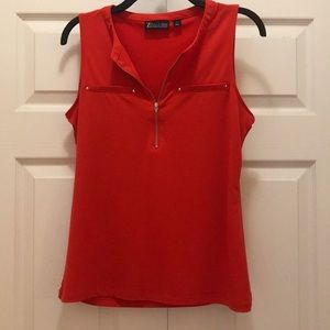 Sleeveless top.  Orange